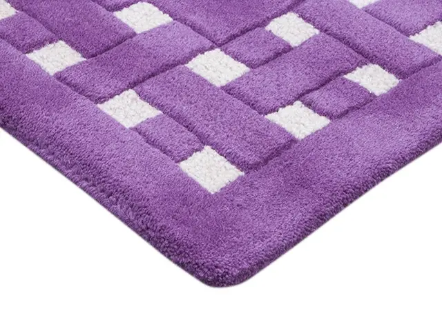 Basket Weave Design rug - Purple and Cream - 100% wool Indian rug HMP307