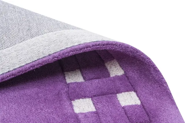 Basket Weave Design rug - Purple and Cream - 100% wool Indian rug HMP307