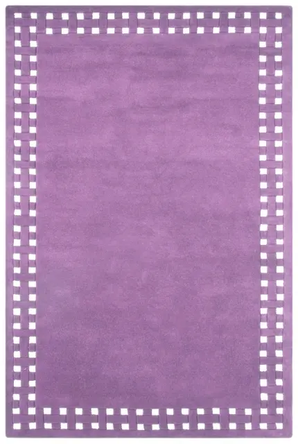 Basket Weave Design rug - Purple & Cream - 100% wool Indian rug HMP309