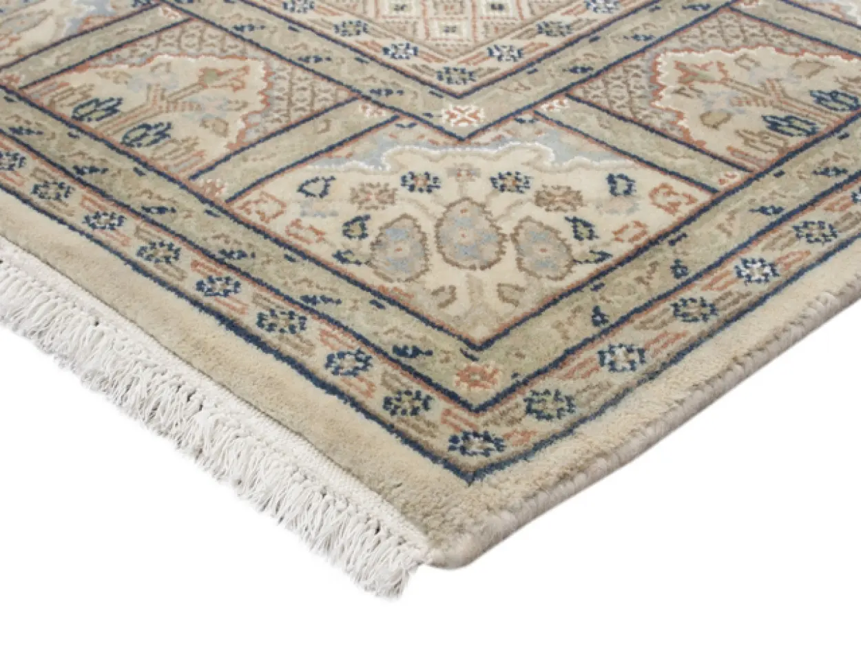 Very fine indo Persian - Cream - Handknotted rug with Persian panel design IPN002