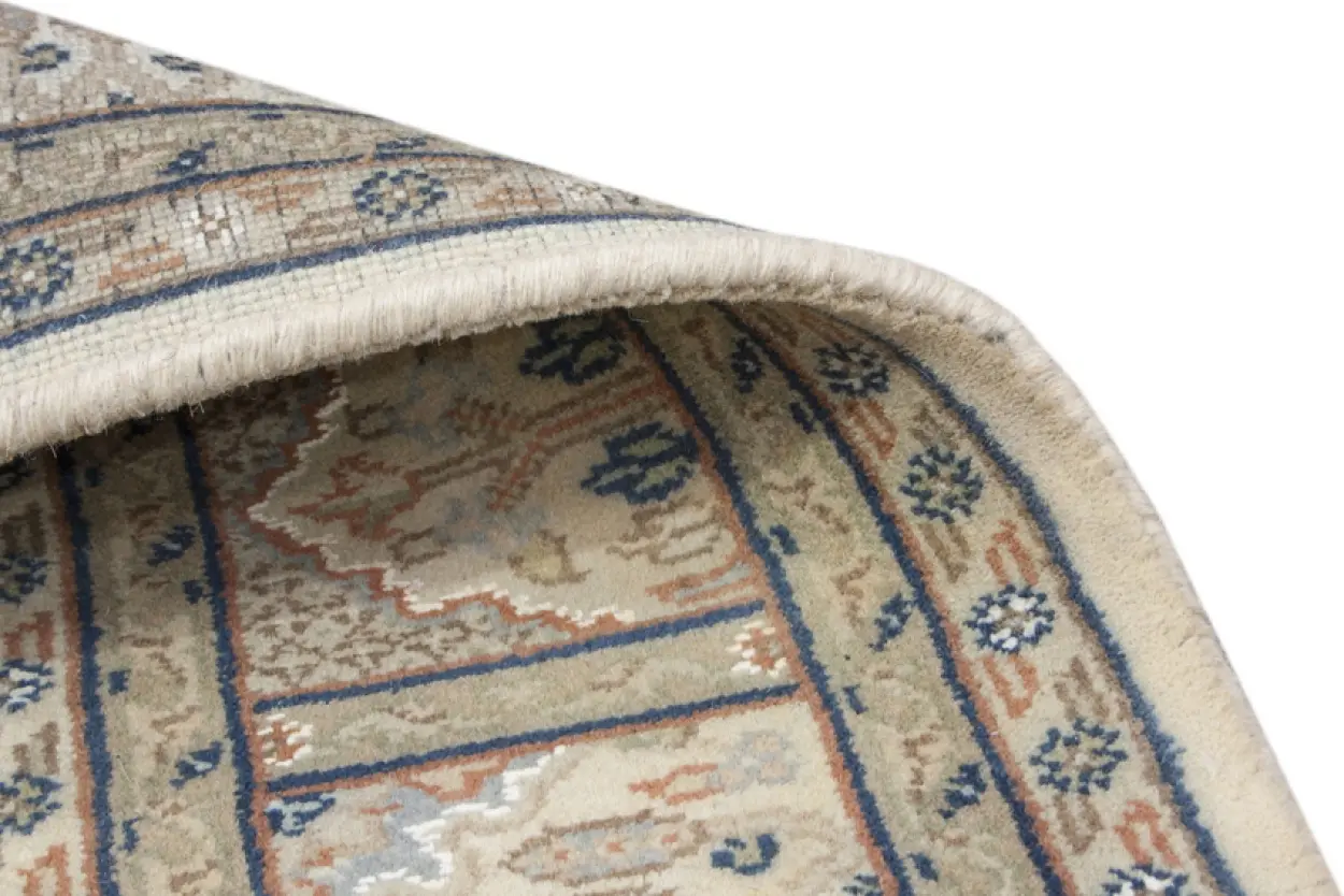 Very fine indo Persian - Cream - Handknotted rug with Persian panel design IPN002