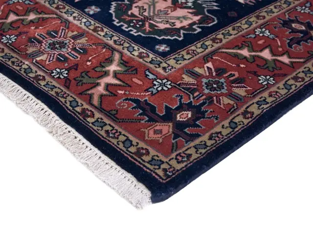 Indo Persian Shervan rug - Blue - Handknotted rug with Geometric Caucasian design IPS001
