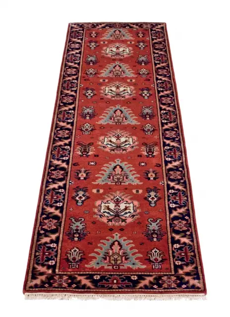 Indo Persian Shervan rug - Orange - Handknotted rug with Geometric Caucasian design IPS002