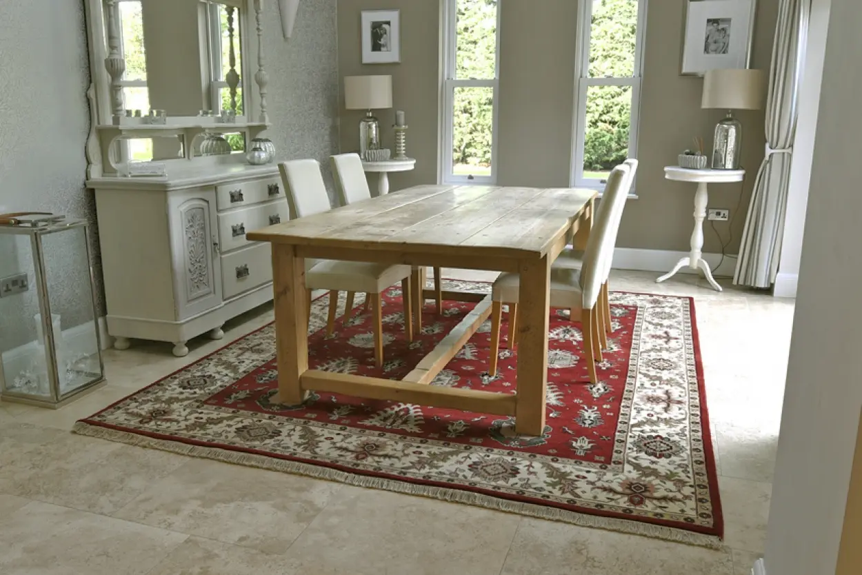 Indo Persian Shervan rug - Red - Handknotted rug with Geometric Caucasian design