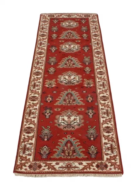Indo Persian Shervan rug - Red - Handknotted rug with Geometric Caucasian design IPS003
