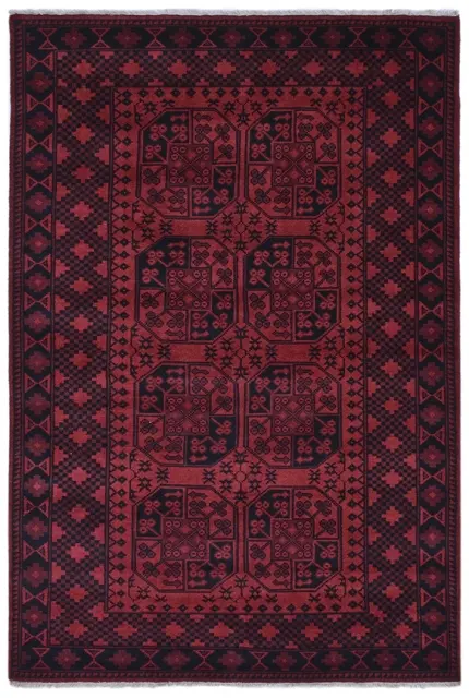 Afghan Rug - Red - Handknotted rug with traditional Afghan design