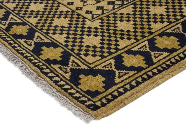 Afghan Rug - Gold - Handknotted rug with traditional Afghan design IRE003