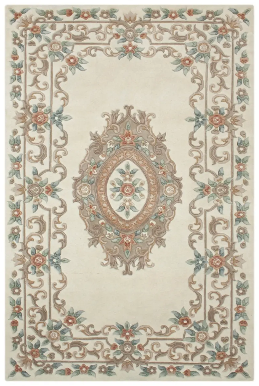 Indian Superwashed  Rug - Cream - Indian Superwashed Floral design Rug