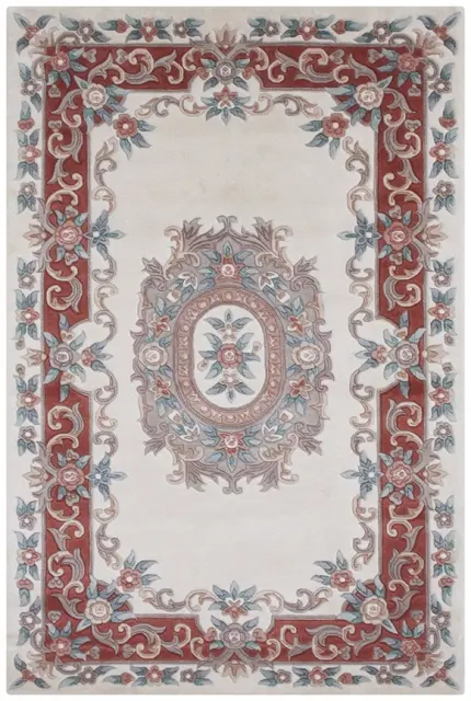 Indian Superwashed  Rug - Cream - Indian Superwashed Floral design Rug