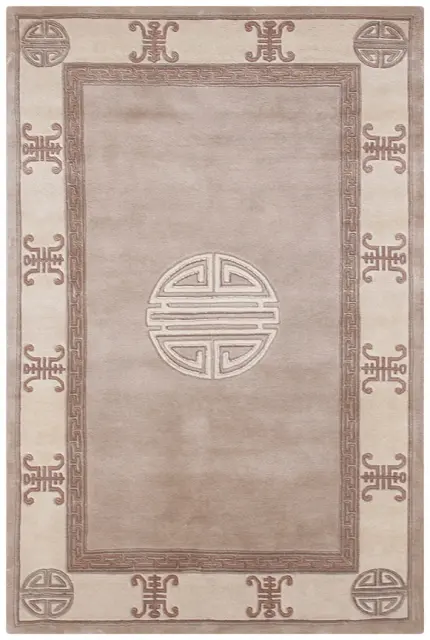 Indian Superwashed  Rug - Cream - Indian Fu Shu design Rug