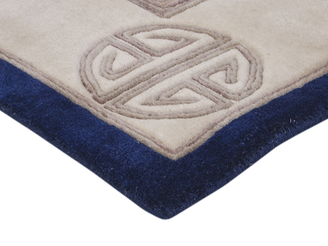 Indian Superwashed  Rug - Blue - Indian Fu Shou design Rug ISW102