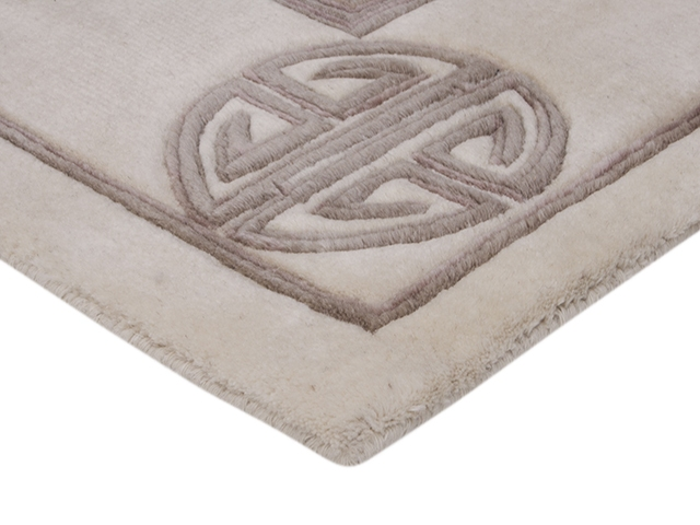 Indian Superwashed  Rug - Cream - Indian Fu Shou design Rug ISW103