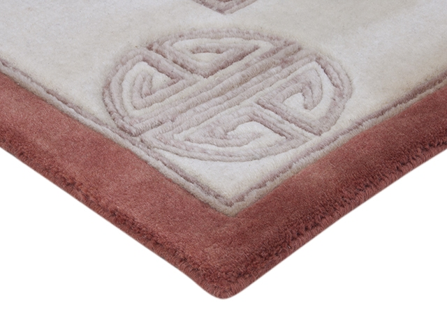 Indian Superwashed  Rug - Orange - Indian Fu Shou design Rug ISW104