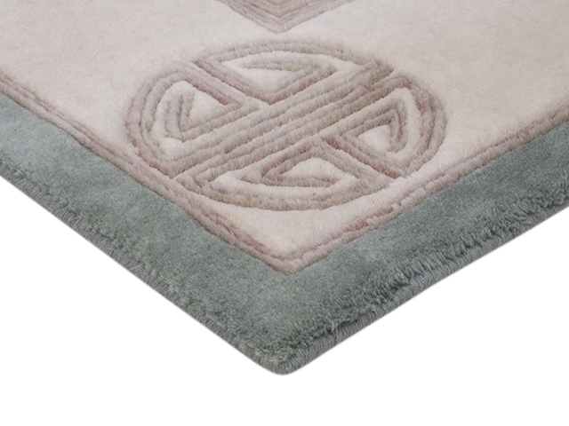 Indian Superwashed  Rug - Green - Indian Fu Shou design Rug ISW106