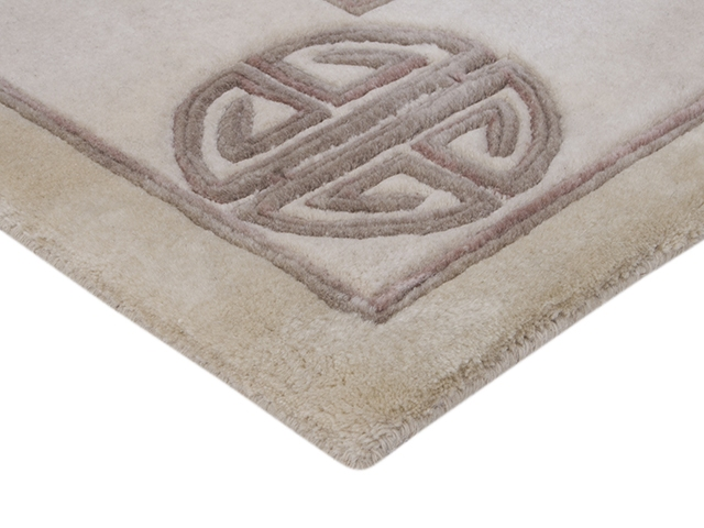 Indian Superwashed  Rug - Gold - Indian Fu Shou design Rug ISW109