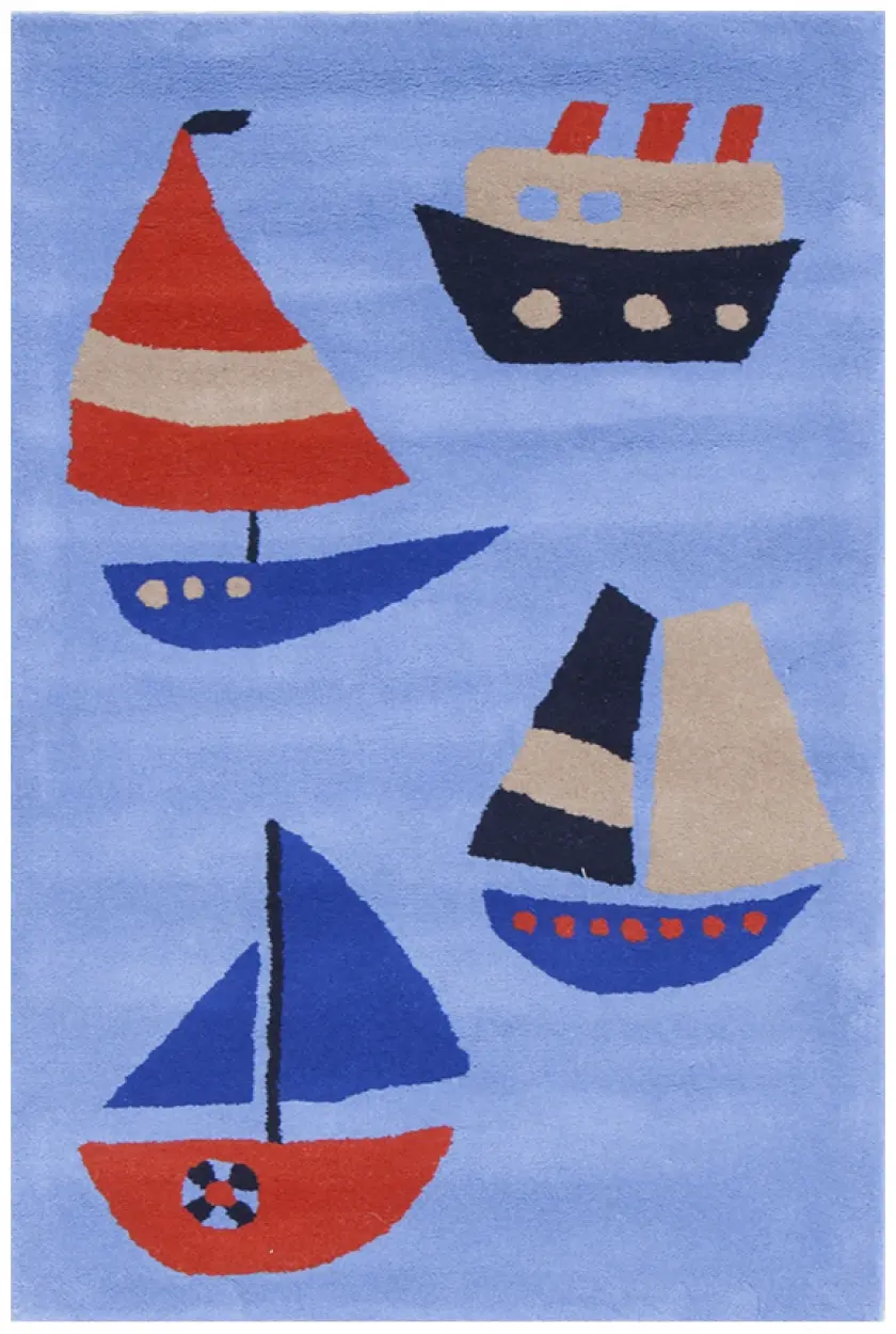 Kids Rug L.Blue Boats LKI013