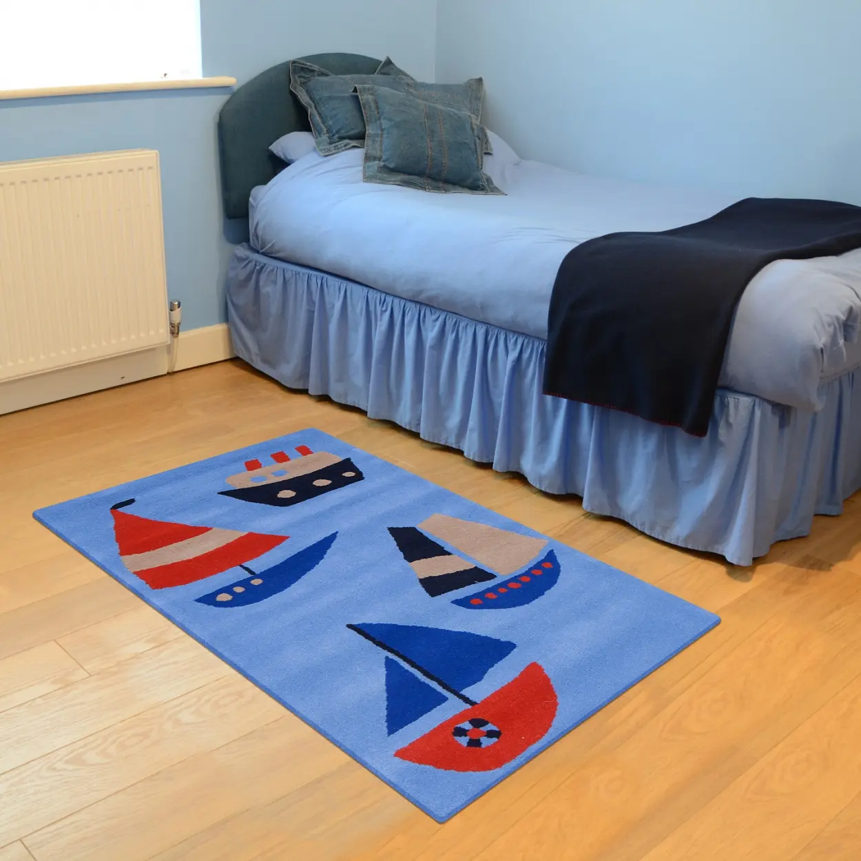 Kids Rug L.Blue Boats LKI013