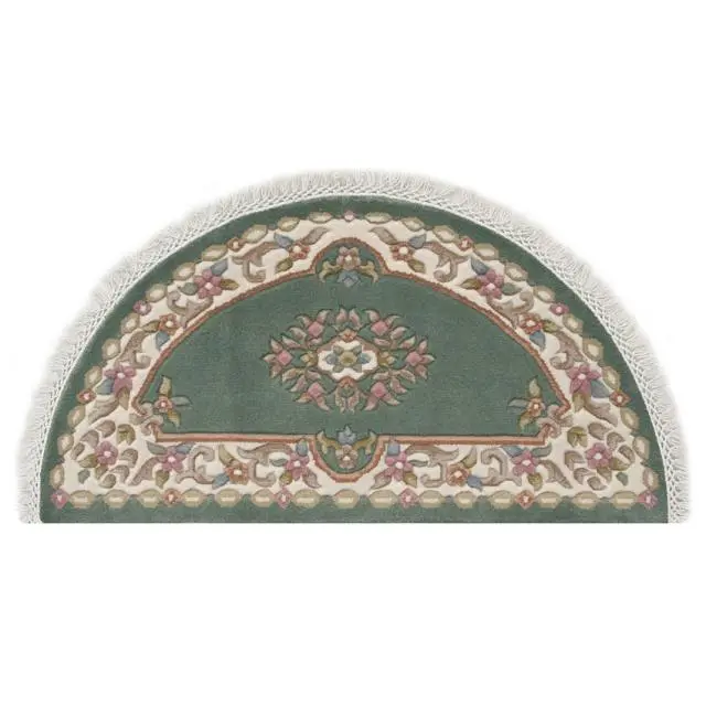 Mahal Indian Rug - Green & Cream - Handknotted Floral design Indian rug MAH002
