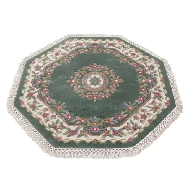 Mahal Indian Rug - Green & Cream - Handknotted Floral design Indian rug MAH002