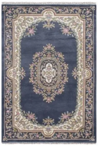 Mahal Indian Rug - Grey & Cream - Handknotted Floral design Indian rug
