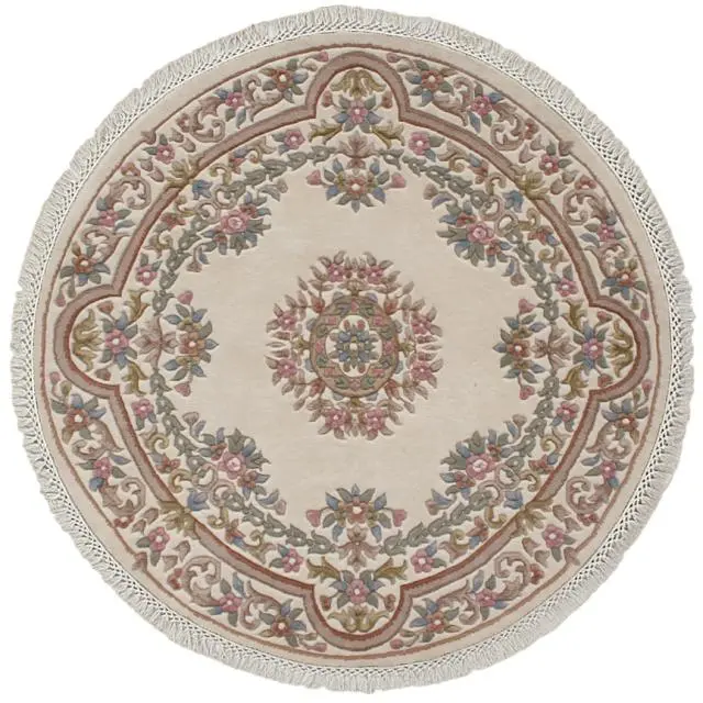 Mahal Indian Rug - Cream - Handknotted Floral design Indian rug MAH023