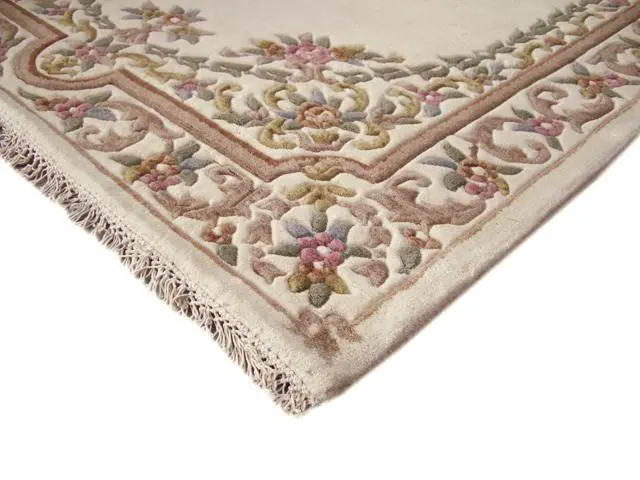 Mahal Indian Rug - Cream - Handknotted Floral design Indian rug MAH023