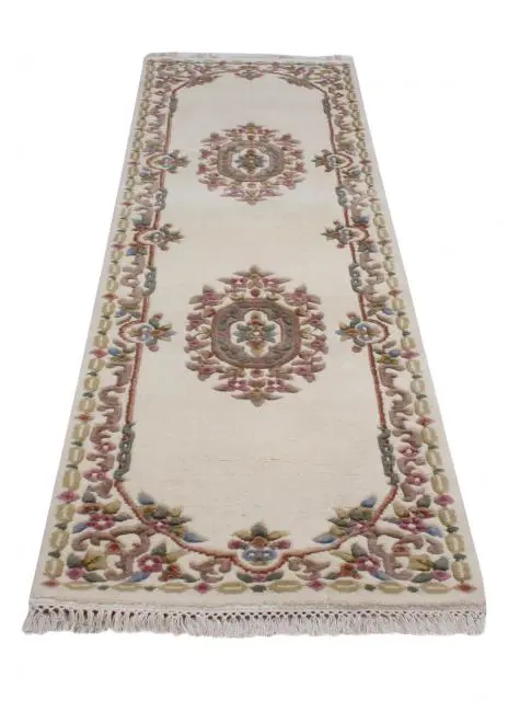 Mahal Indian Rug - Cream - Handknotted Floral design Indian rug MAH023