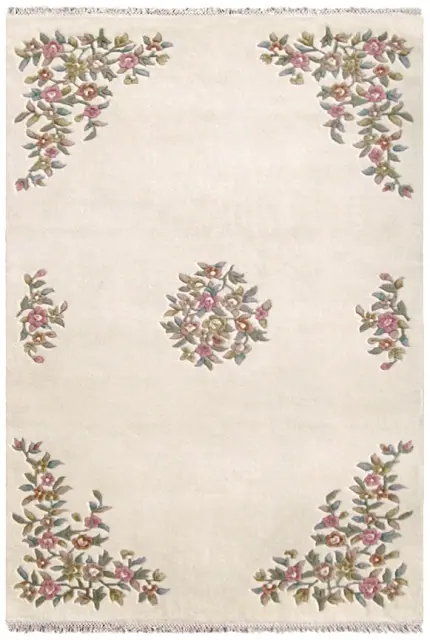 Mahal Indian Rug - Cream - Handknotted Floral design Indian rug