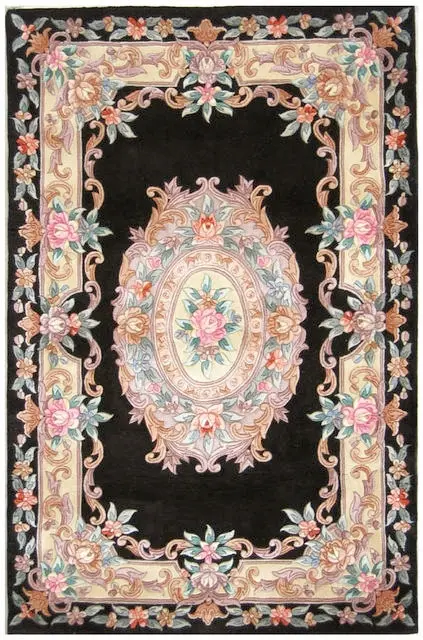 Premier Superwashed Chinese Rug - Black - Luxury handknotted Chinese Rug PSW133