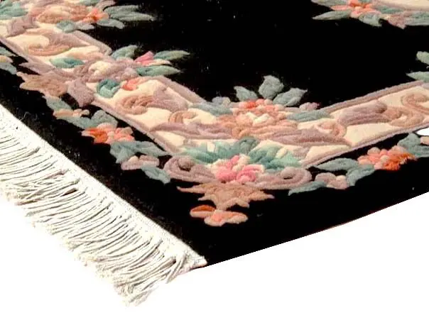 Premier Superwashed Chinese Rug - Black - Luxury handknotted Chinese Rug PSW133