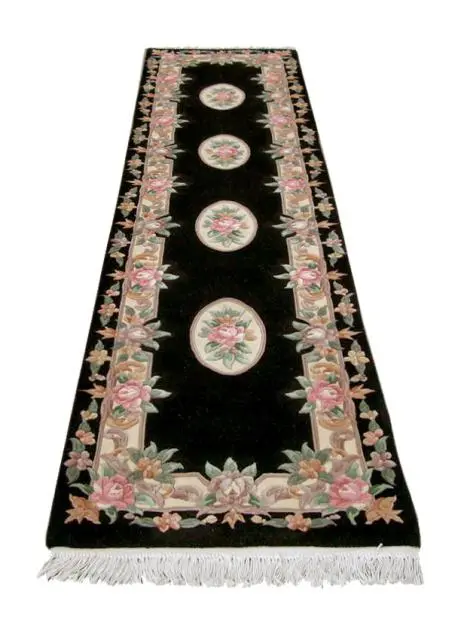 Premier Superwashed Chinese Rug - Black - Luxury handknotted Chinese Rug PSW133