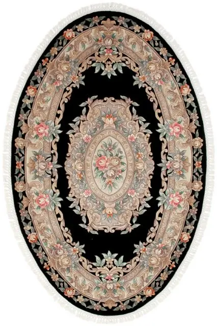 Premier Superwashed Chinese Rug - Black - Luxury handknotted Chinese Rug PSW133