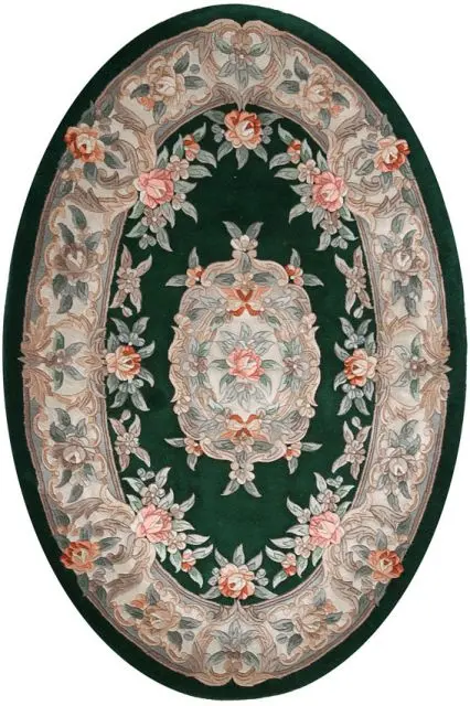 Premier Superwashed Chinese Rug - Green - Luxury handknotted Chinese Rug D.361
