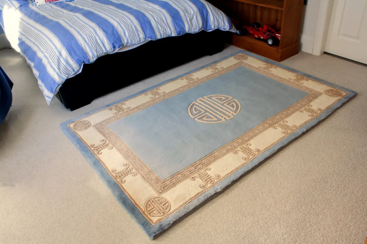 Premier Superwashed Chinese Rug - Blue - Luxury handknotted Chinese Rug