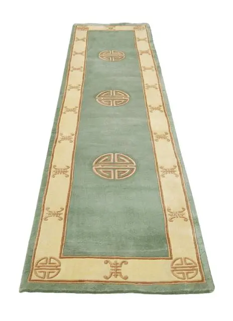Premier Superwashed Chinese Rug - Green - Luxury handknotted Chinese Rug PSW422