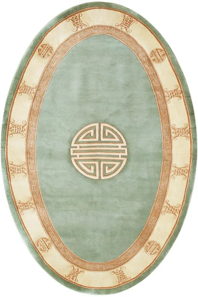 Premier Superwashed Chinese Rug - Green - Luxury handknotted Chinese Rug PSW422