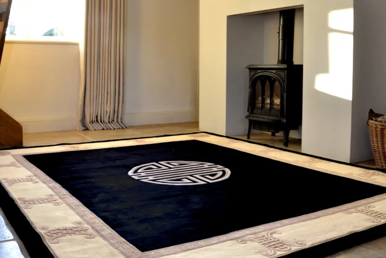 Premier Superwashed Chinese Rug - Black - Luxury handknotted Chinese Rug