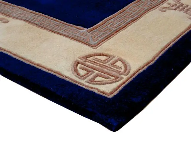 Premier Superwashed Chinese Rug - Blue - Luxury handknotted Chinese Rug PSW427