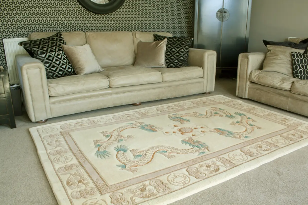 Premier Superwashed Chinese Rug - Cream - Luxury handknotted Chinese Rug PSW440