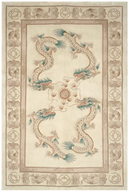 Premier Superwashed Chinese Rug - Cream - Luxury handknotted Chinese Rug PSW440