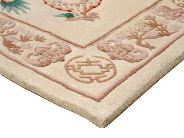 Premier Superwashed Chinese Rug - Cream - Luxury handknotted Chinese Rug PSW440