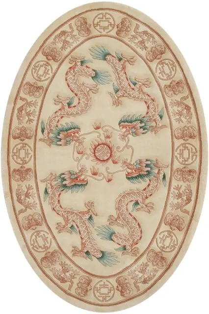 Premier Superwashed Chinese Rug - Cream - Luxury handknotted Chinese Rug PSW440