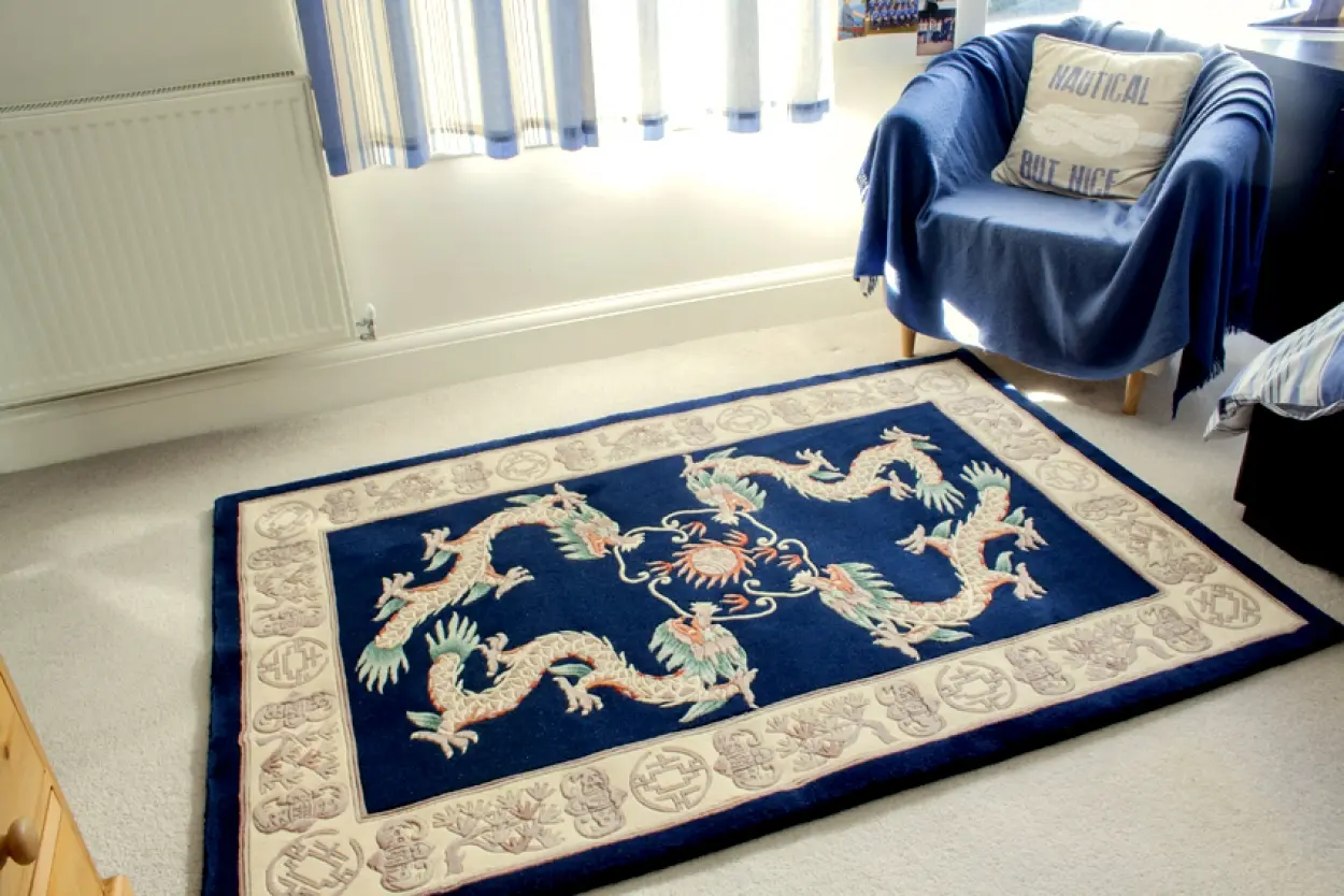 Premier Superwashed Chinese Rug - Blue - Luxury handknotted Chinese Rug