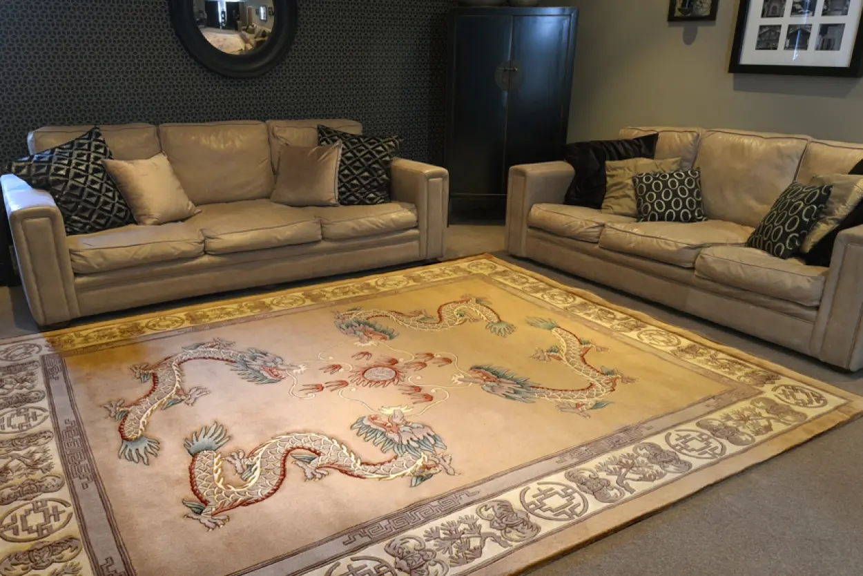 Premier Superwashed Chinese Rug - Gold - Luxury handknotted Chinese Rug