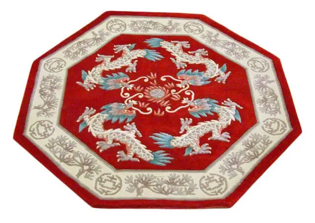 Premier Superwashed Chinese Rug - Red - Luxury handknotted Chinese Rug PSW445