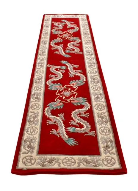 Premier Superwashed Chinese Rug - Red - Luxury handknotted Chinese Rug PSW445
