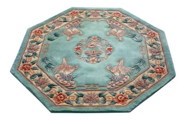 Premier Superwashed Chinese Rug - Green - Luxury handknotted Chinese Rug PSW451