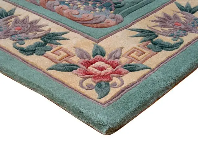 Premier Superwashed Chinese Rug - Green - Luxury handknotted Chinese Rug PSW451