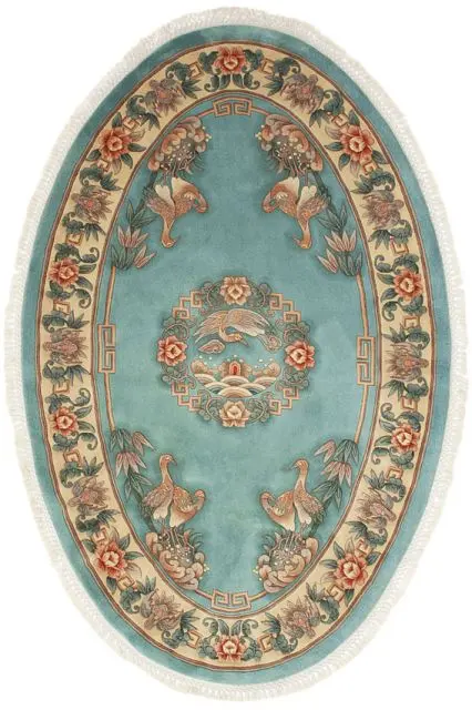 Premier Superwashed Chinese Rug - Green - Luxury handknotted Chinese Rug PSW451