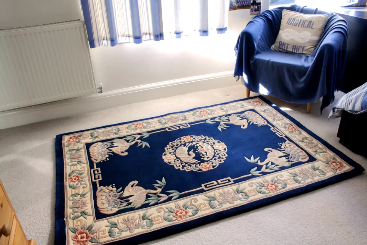 Premier Superwashed Chinese Rug - Blue - Luxury handknotted Chinese Rug